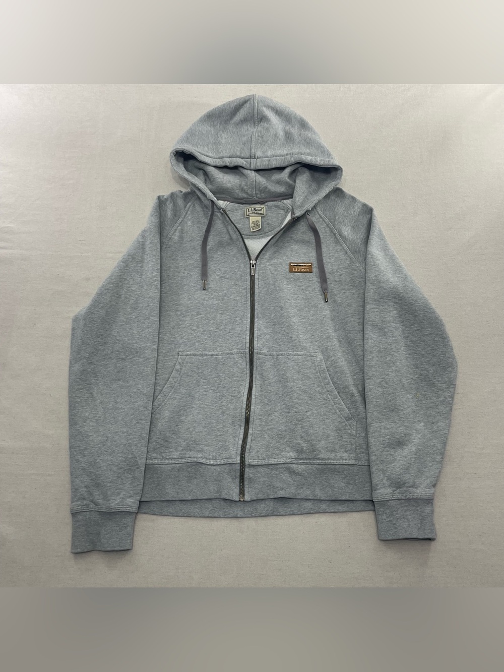 LL Bean Women's Light Gray Sweatshirt Hoodie Full Zip Size Large Reg 519222